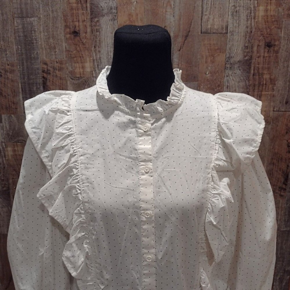 NEW PIONEER SCHOOL MARM VICTORIAN RUFFLED WOMENS BLOUSE 47" BUST COSTUME